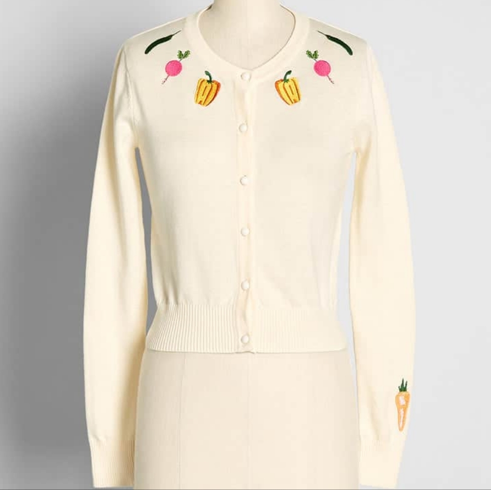 Collectif Vibrant Veggies Embroidered Cardigan